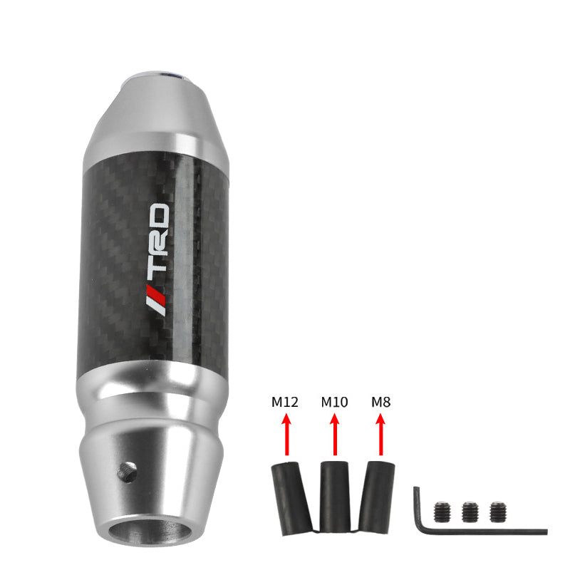 Brand New TRD Universal Real Carbon Fiber Silver Aluminum Automatic Transmission Racing Gear Shift Knob