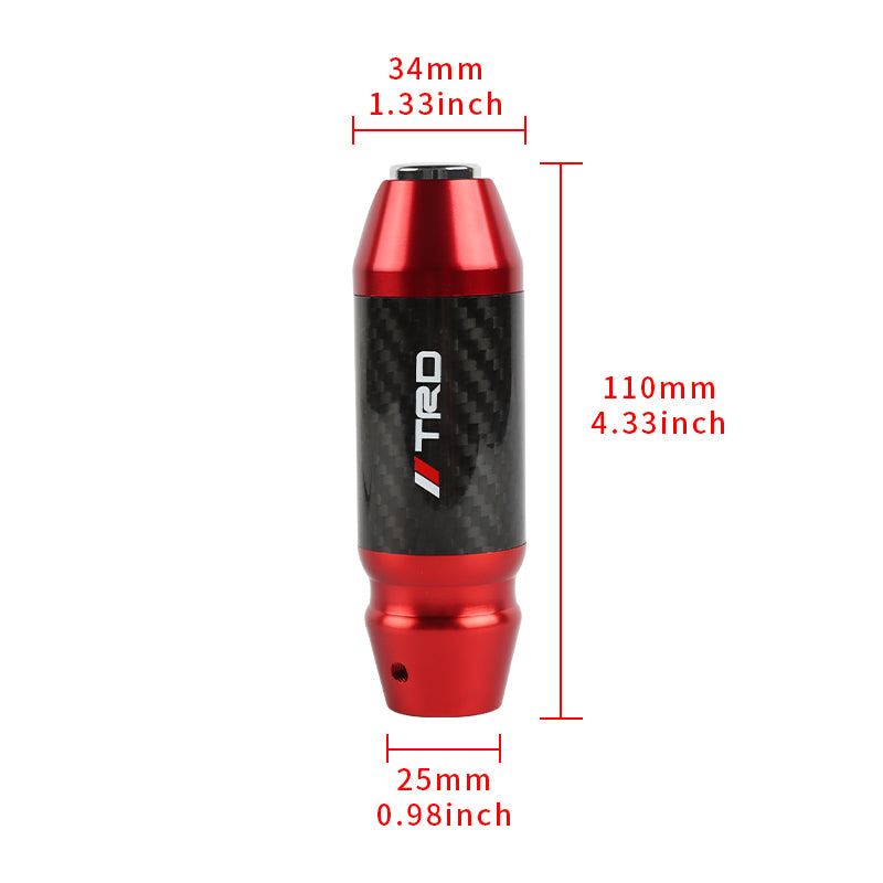 Brand New TRD Universal Real Carbon Fiber Red Aluminum Automatic Transmission Racing Gear Shift Knob