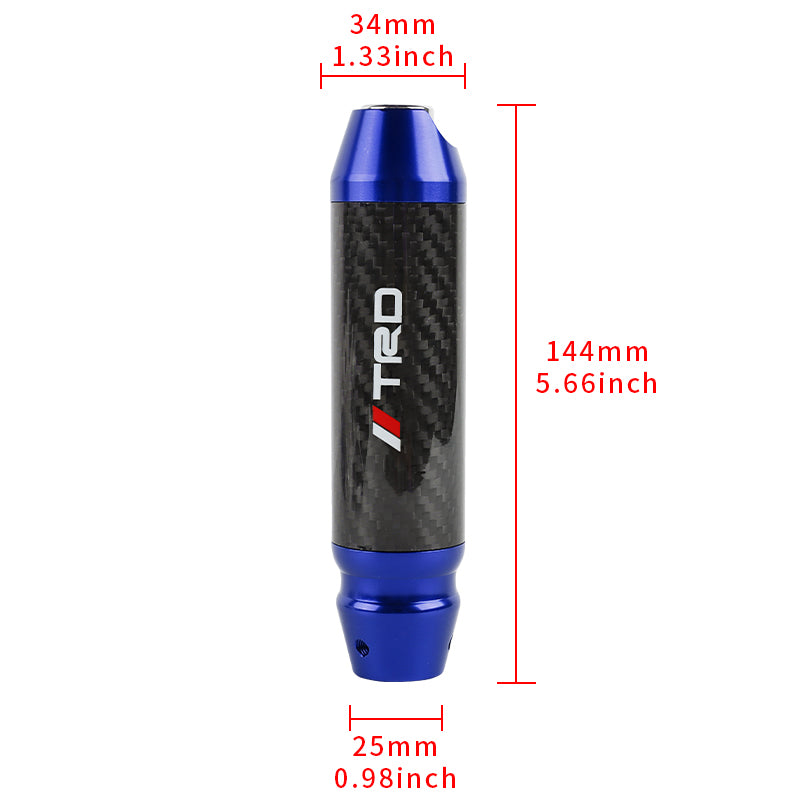 Brand New TRD Universal Real Carbon Fiber Blue Aluminum Automatic Transmission Racing Gear Shift Knob