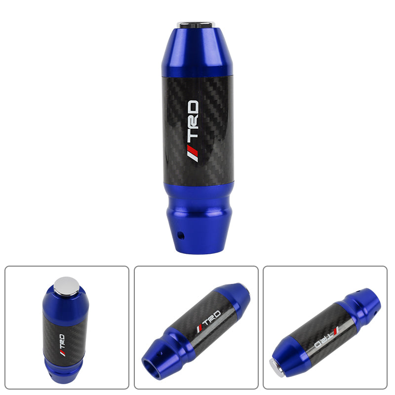 Brand New TRD Universal Real Carbon Fiber Blue Aluminum Automatic Transmission Racing Gear Shift Knob