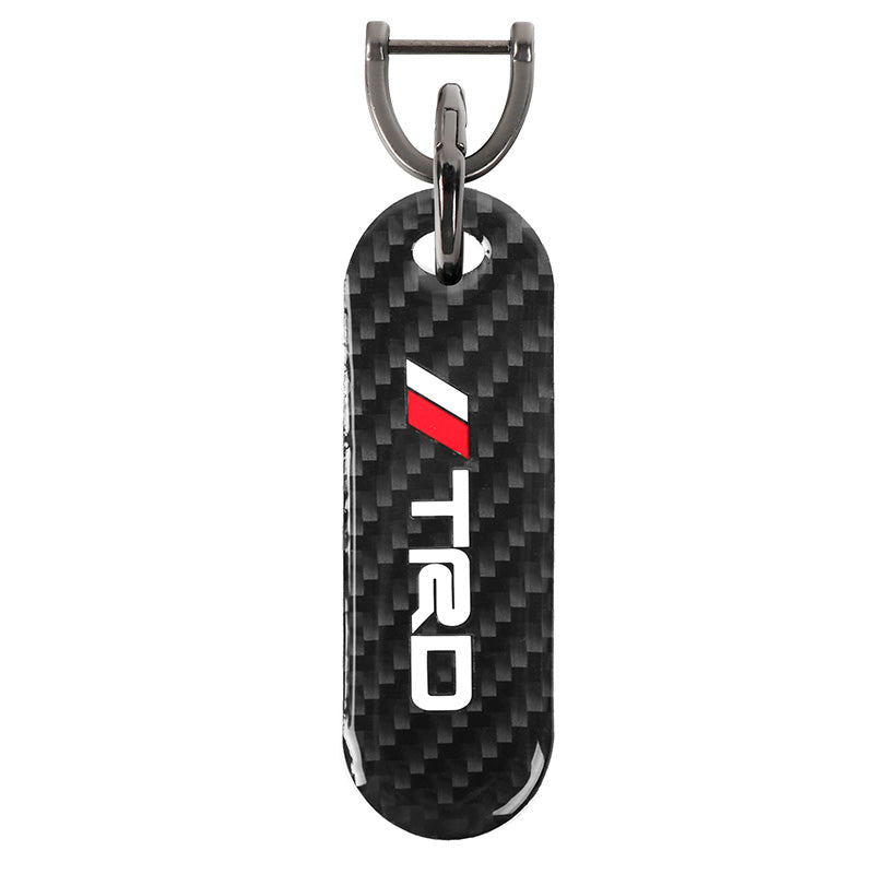 Brand New Universal 100% Real Carbon Fiber Keychain Key Ring For TRD