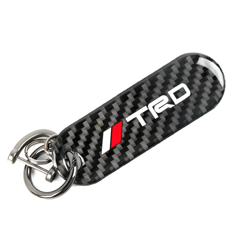 Brand New Universal 100% Real Carbon Fiber Keychain Key Ring For TRD