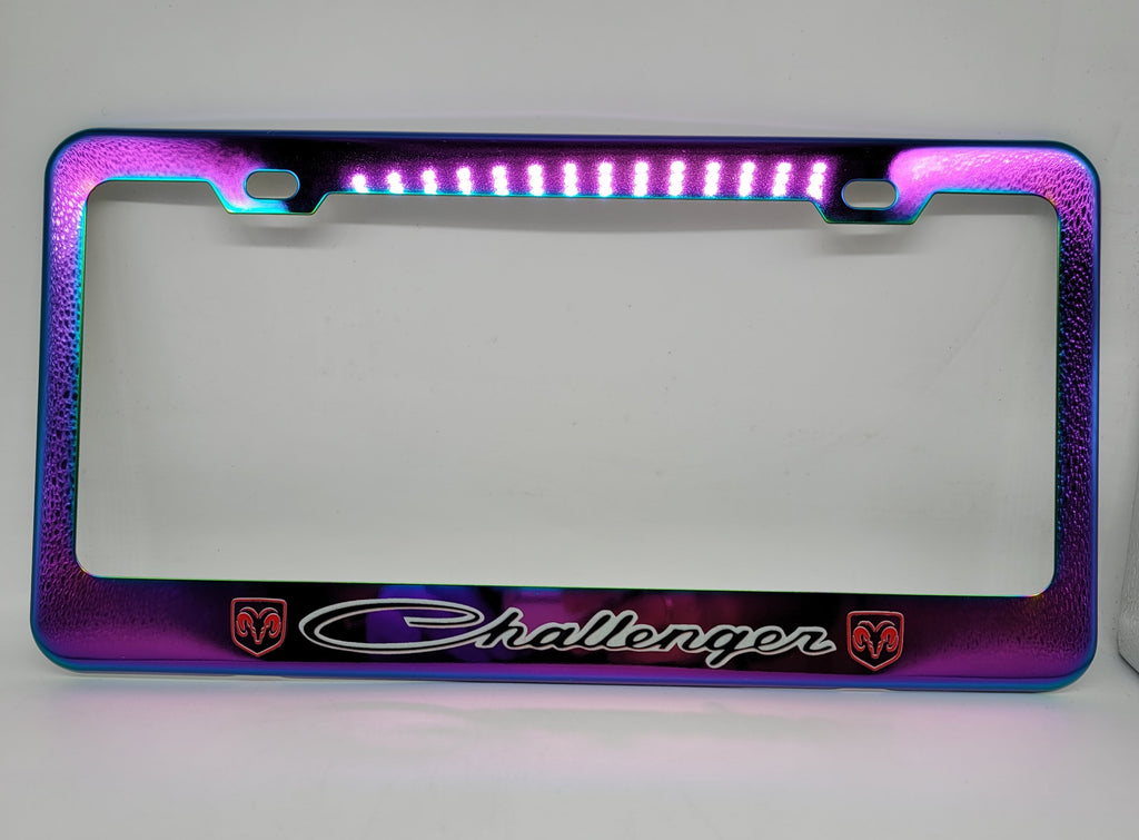 Brand New Universal 1PCS DODGE CHALLENGER Neo Chrome Titanium Metal Steel License Plate Frame