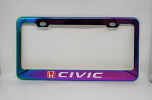 Load image into Gallery viewer, Brand New Universal 1PCS HONDA CIVIC Neo Chrome Titanium Metal Steel License Plate Frame