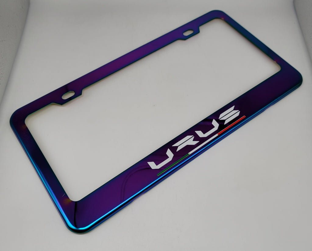 Brand New Universal 1PCS LAMBORGHINI URUS Neo Chrome Titanium Metal Steel License Plate Frame