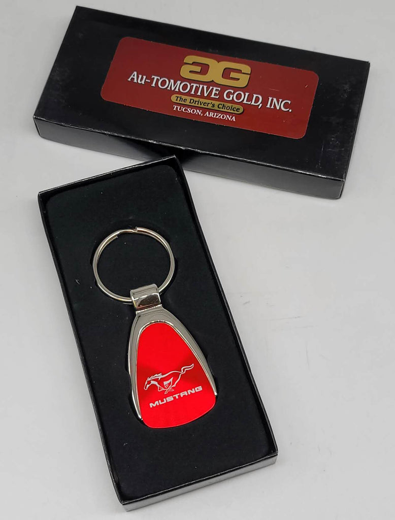 Brand New Mustang Red Teardrop Authentic Logo Keychain Fob Ring Officially Licensed Product