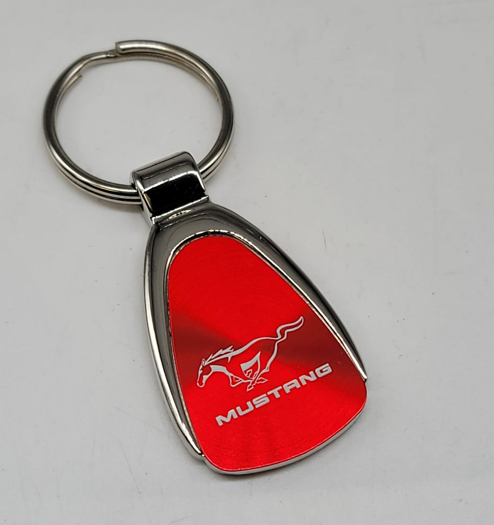 Brand New Mustang Red Teardrop Authentic Logo Keychain Fob Ring Officially Licensed Product