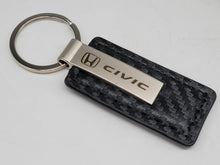 Load image into Gallery viewer, Brand New Honda Civic Engraved Rectangle Carbon Fiber Leather Fob Keyring Keychain Official Licensed Product