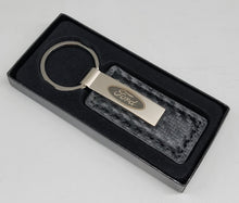 Load image into Gallery viewer, Brand New Ford Engraved Rectangle Carbon Fiber Leather Fob Keyring Keychain Official Licensed Product