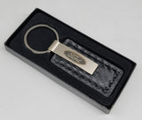 Brand New Ford Engraved Rectangle Carbon Fiber Leather Fob Keyring Keychain Official Licensed Product