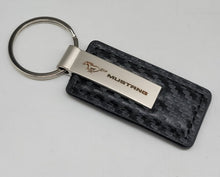 Load image into Gallery viewer, Brand New Mustang Engraved Rectangle Carbon Fiber Leather Fob Keyring Keychain Official Licensed Product