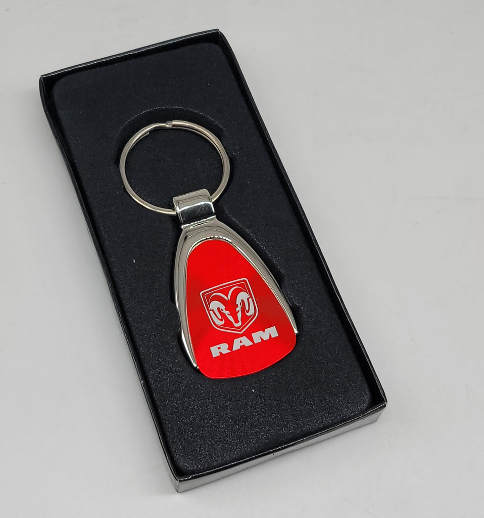 Brand New Dodge Ram Red Teardrop Authentic Logo Keychain Fob Ring Officially Licensed Product