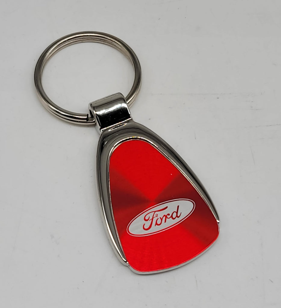 Brand New Ford Red Teardrop Authentic Logo Keychain Fob Ring Officially Licensed Product