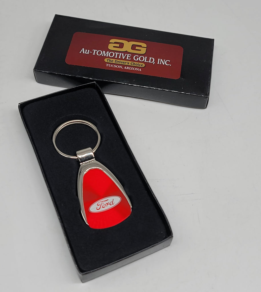 Brand New Ford Red Teardrop Authentic Logo Keychain Fob Ring Officially Licensed Product