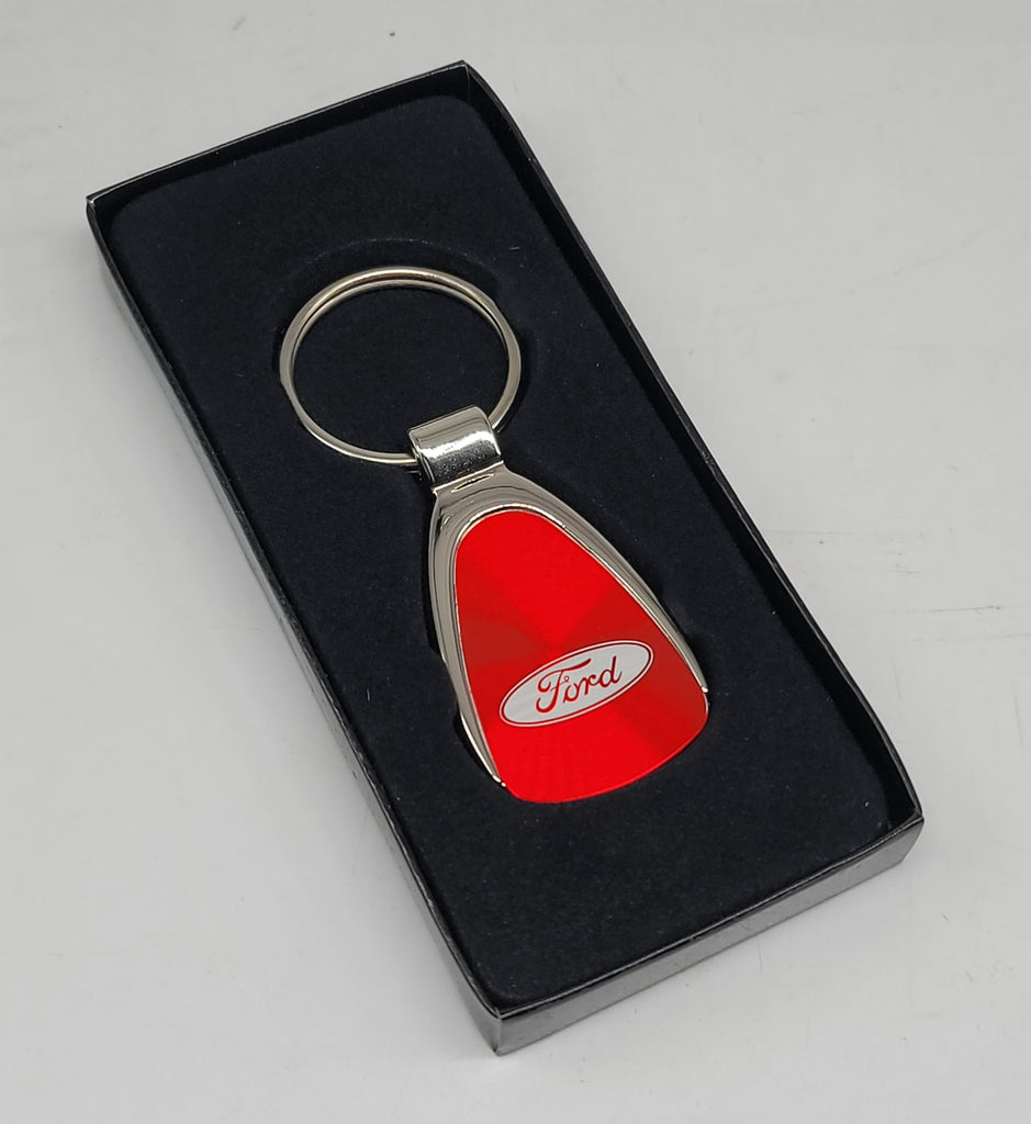 Brand New Ford Red Teardrop Authentic Logo Keychain Fob Ring Officially Licensed Product