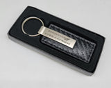 Brand New Dodge Challenger Engraved Rectangle Carbon Fiber Leather Fob Keyring Keychain Official Licensed Product