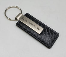 Load image into Gallery viewer, Brand New Honda Civic SI Engraved Rectangle Carbon Fiber Leather Fob Keyring Keychain Official Licensed Product