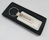 Brand New Honda Civic Engraved Rectangle White Carbon Fiber Leather Fob Keyring Keychain Official Licensed Product