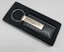 Load image into Gallery viewer, Brand New Chrysler Engraved Rectangle Carbon Fiber Leather Fob Keyring Keychain Official Licensed Product