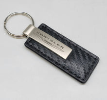 Load image into Gallery viewer, Brand New Chrysler Engraved Rectangle Carbon Fiber Leather Fob Keyring Keychain Official Licensed Product