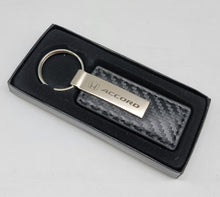 Load image into Gallery viewer, Brand New Honda Accord Engraved Rectangle Carbon Fiber Leather Fob Keyring Keychain Official Licensed Product