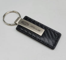 Load image into Gallery viewer, Brand New Ford Focus Engraved Rectangle Carbon Fiber Leather Fob Keyring Keychain Official Licensed Product