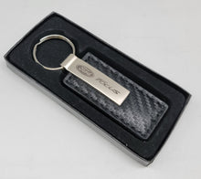 Load image into Gallery viewer, Brand New Ford Focus Engraved Rectangle Carbon Fiber Leather Fob Keyring Keychain Official Licensed Product