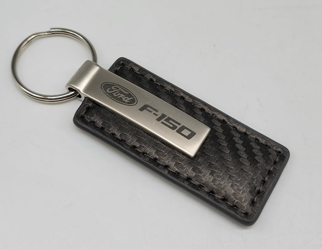 Brand New Ford F-150 Engraved Rectangle Carbon Fiber Leather Fob Keyring Keychain Official Licensed Product