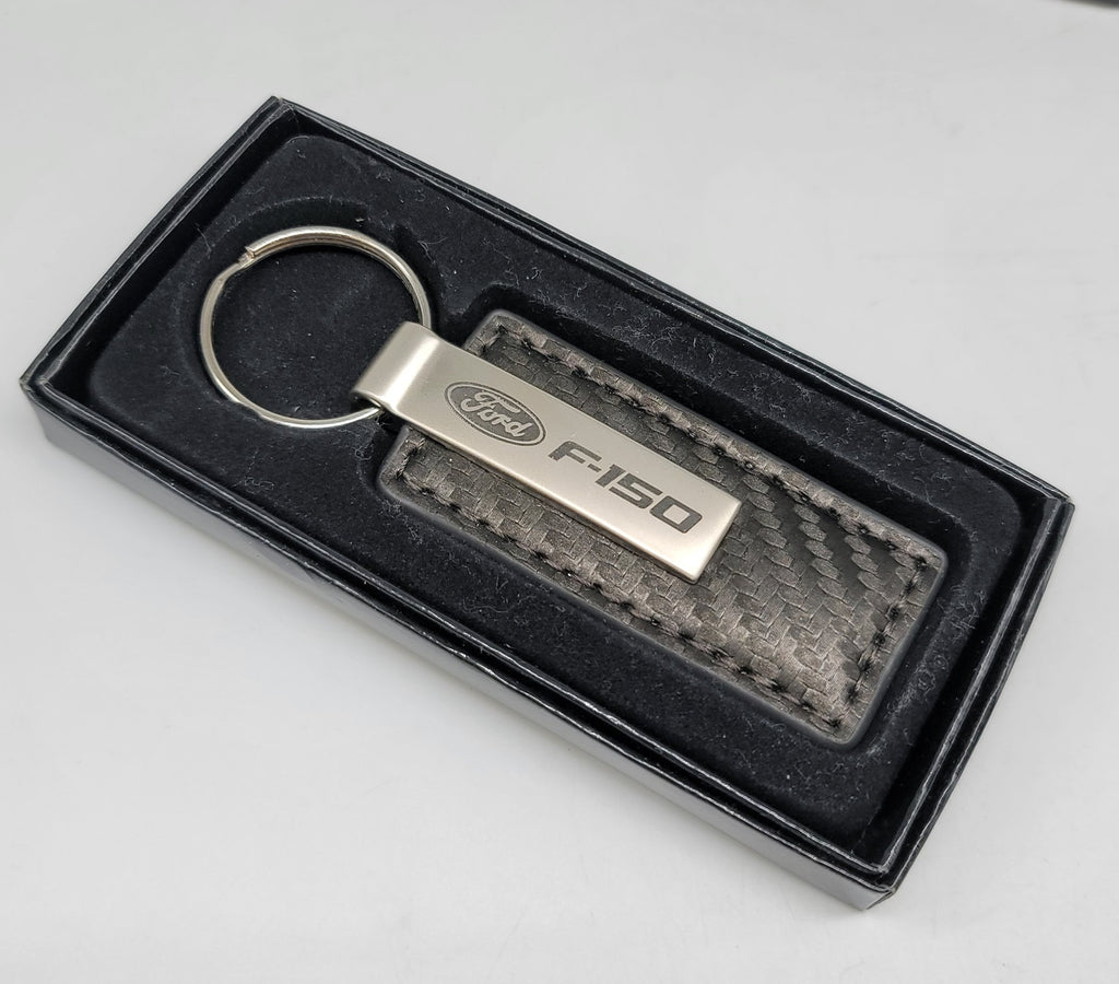 Brand New Ford F-150 Engraved Rectangle Carbon Fiber Leather Fob Keyring Keychain Official Licensed Product