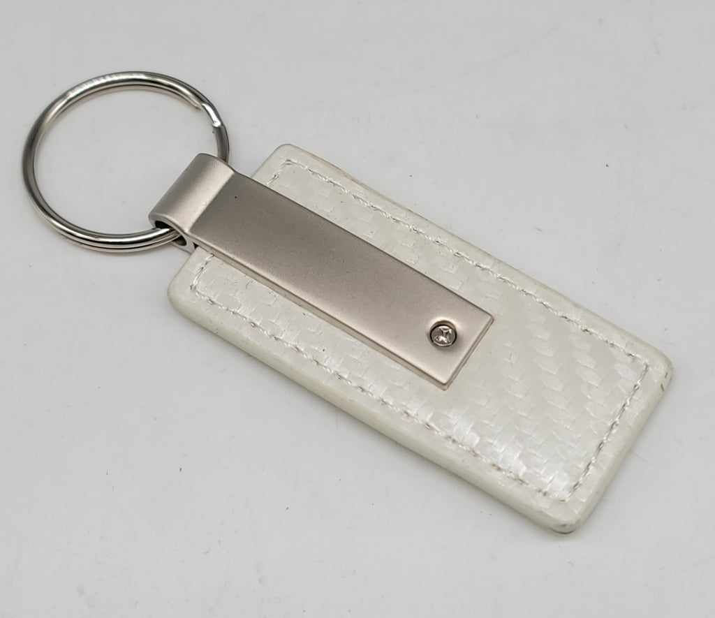 Brand New Honda Civic Engraved Rectangle White Carbon Fiber Leather Fob Keyring Keychain Official Licensed Product