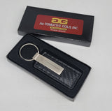 Brand New Mustang GT Engraved Rectangle Carbon Fiber Leather Fob Keyring Keychain Official Licensed Product