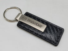 Load image into Gallery viewer, Brand New Mazda Engraved Rectangle Carbon Fiber Leather Fob Keyring Keychain Official Licensed Product