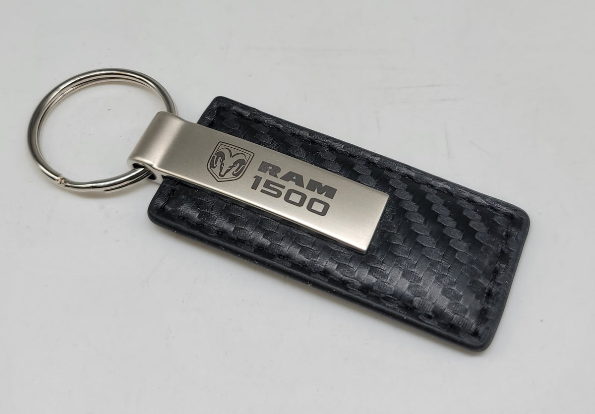 Brand New Dodge Ram 1500 Engraved Rectangle Carbon Fiber Leather Fob K ...