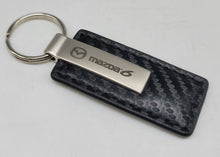 Load image into Gallery viewer, Brand New Mazda 6 Engraved Rectangle Carbon Fiber Leather Fob Keyring Keychain Official Licensed Product