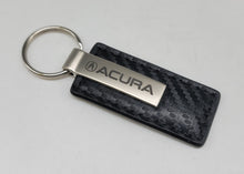 Load image into Gallery viewer, Brand New Acura Engraved Rectangle Carbon Fiber Leather Fob Keyring Keychain Official Licensed Product