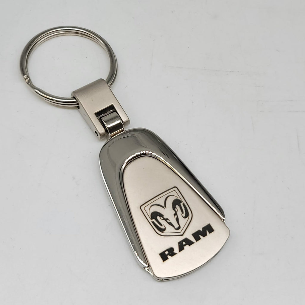 Brand New Dodge Ram Chrome Teardrop Authentic Logo Keychain Fob Ring Officially Licensed Product