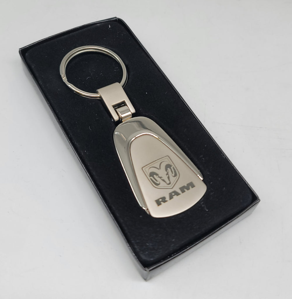 Brand New Dodge Ram Chrome Teardrop Authentic Logo Keychain Fob Ring Officially Licensed Product