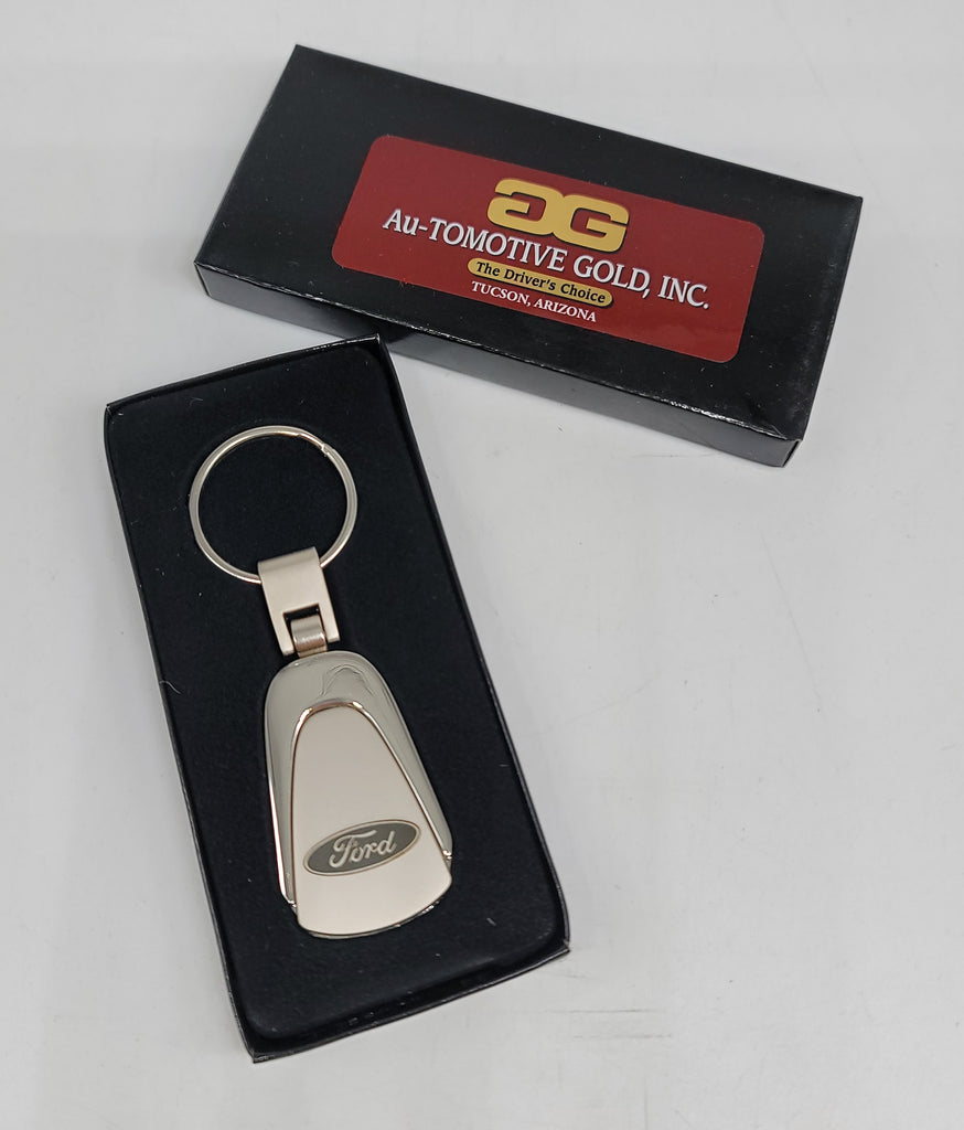 Brand New Ford Chrome Teardrop Authentic Logo Keychain Fob Ring Officially Licensed Product