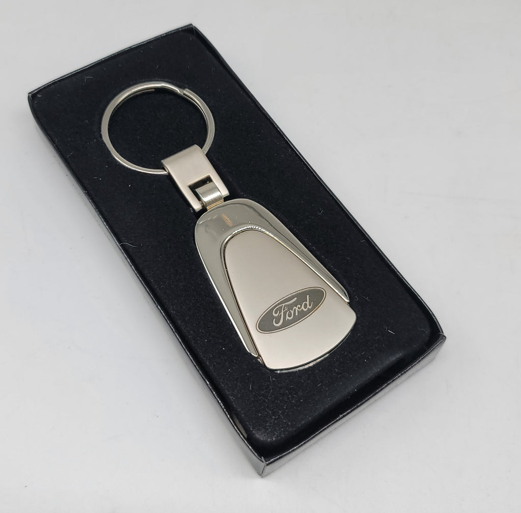 Brand New Ford Chrome Teardrop Authentic Logo Keychain Fob Ring Officially Licensed Product