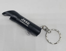 Load image into Gallery viewer, Brand New Jeep Cherokee Key Ring Black Keychain Flashlight Bottle Opener Authentic Officially Licensed Product