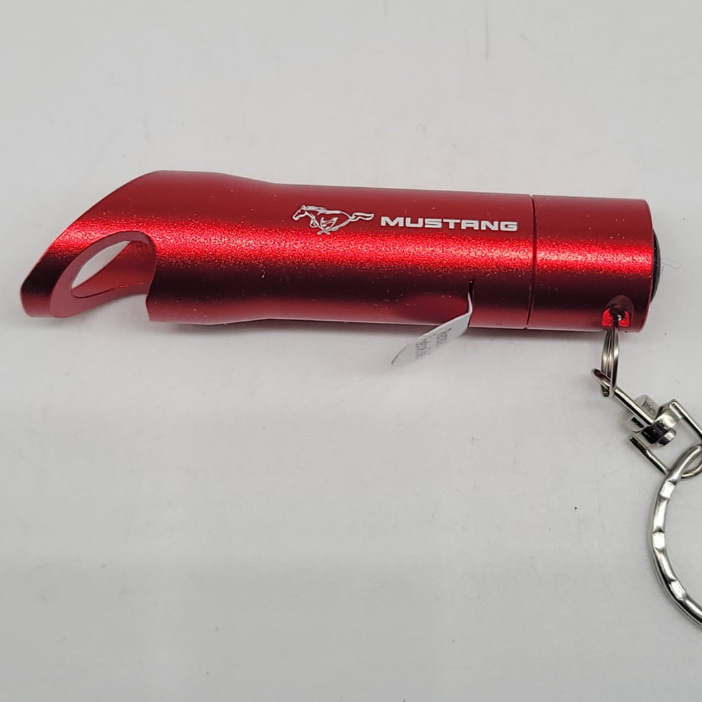 Brand New Mustang Key Ring Red Keychain Flashlight Bottle Opener Authentic Officially Licensed Product