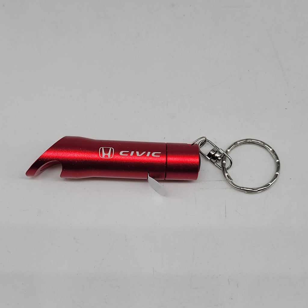 Brand New Honda Civic Key Ring Red Keychain Flashlight Bottle Opener Authentic Officially Licensed Product