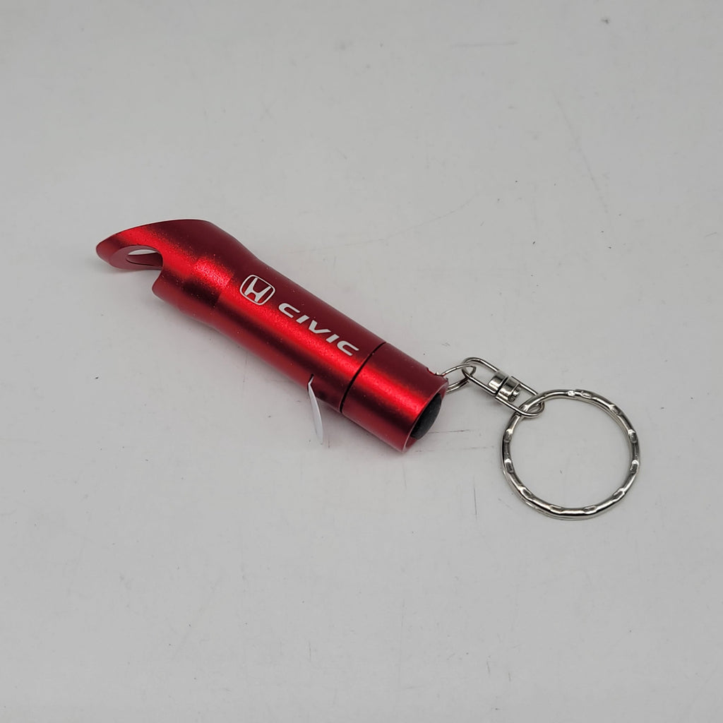 Brand New Honda Civic Key Ring Red Keychain Flashlight Bottle Opener Authentic Officially Licensed Product