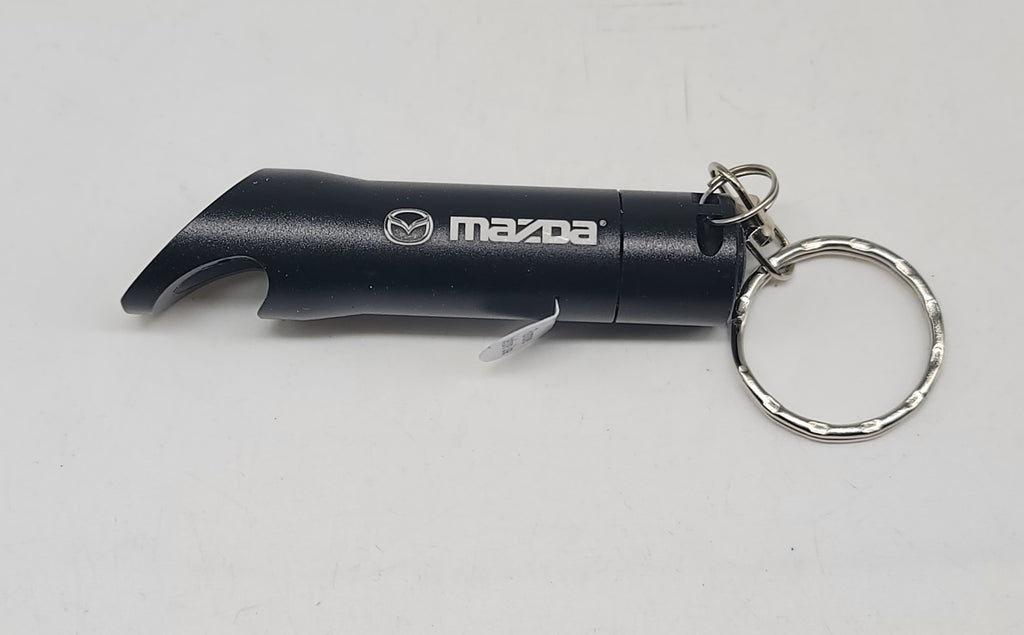 Brand New Mazda Key Ring Black Keychain Flashlight Bottle Opener Authentic Officially Licensed Product