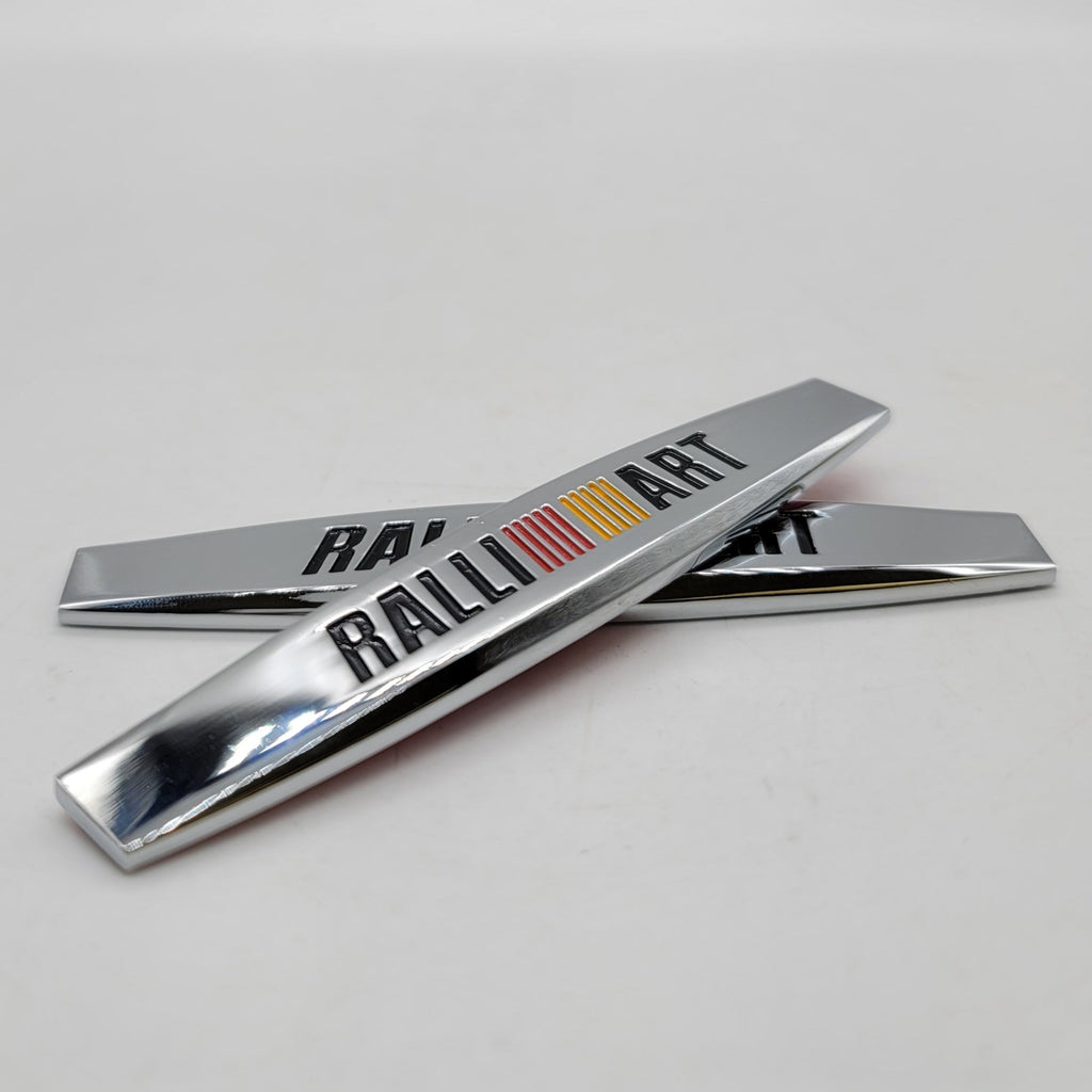 BRAND NEW UNIVERSAL 2PCS RALLIART 3D METAL EMBLEM BADGE STICKER