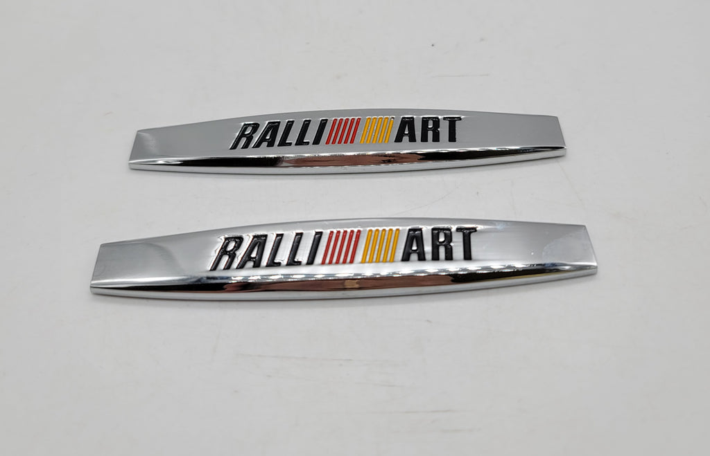 BRAND NEW UNIVERSAL 2PCS RALLIART 3D METAL EMBLEM BADGE STICKER