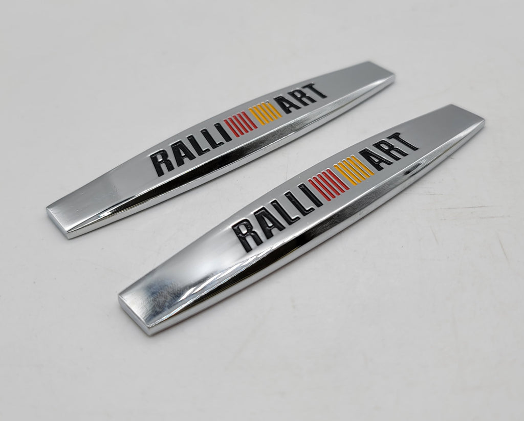 BRAND NEW UNIVERSAL 2PCS RALLIART 3D METAL EMBLEM BADGE STICKER