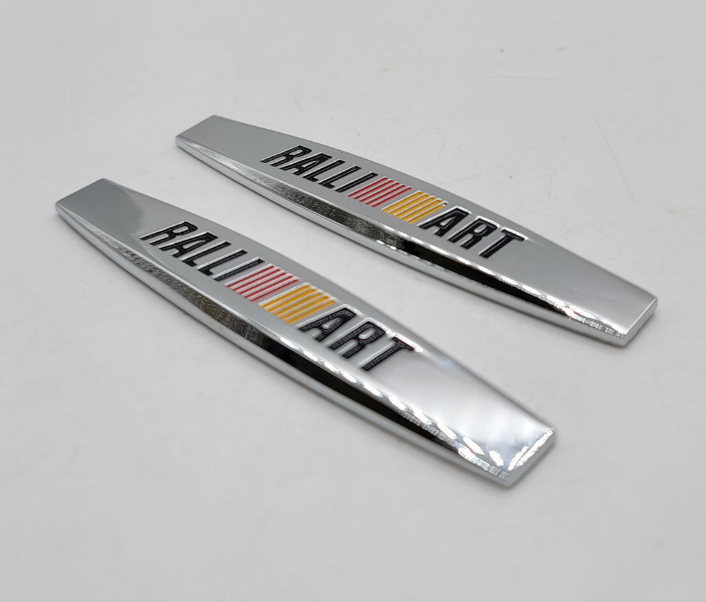 BRAND NEW UNIVERSAL 2PCS RALLIART 3D METAL EMBLEM BADGE STICKER