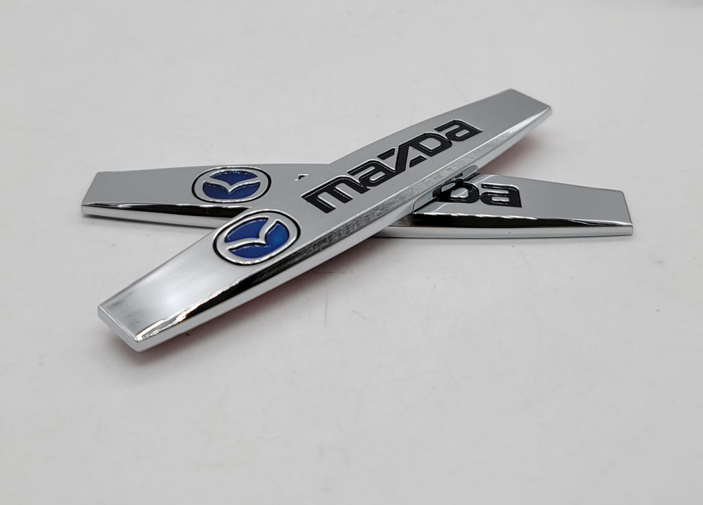 BRAND NEW UNIVERSAL 2PCS MAZDA 3D METAL EMBLEM BADGE STICKER