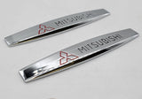 BRAND NEW UNIVERSAL 2PCS MITSUBISHI 3D METAL EMBLEM BADGE STICKER